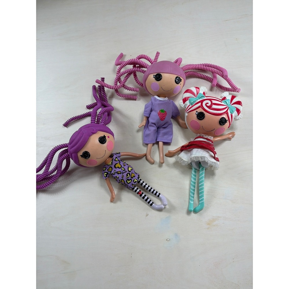Lalaloopsy Silly Hair Dolls Lot of 3 MGA Entertainment Purple Pink Peppermint